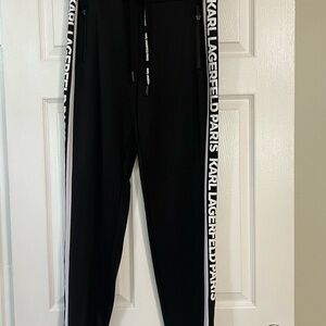 Karl Lagerfeld Black Track Pants with White Logo